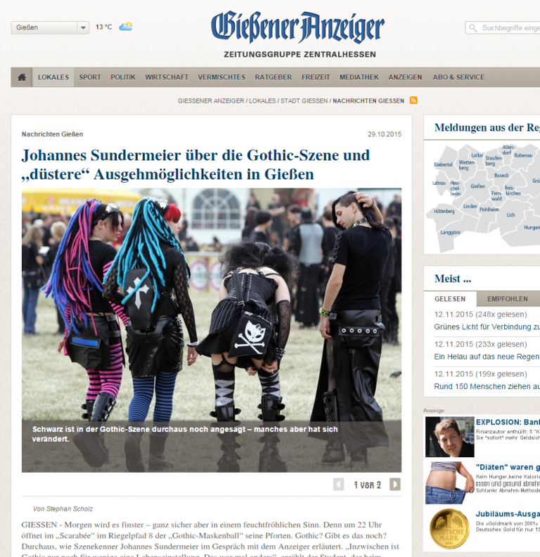 Düsterer Journalismus: Der Gießener Anzeiger über die Gothic-Szene