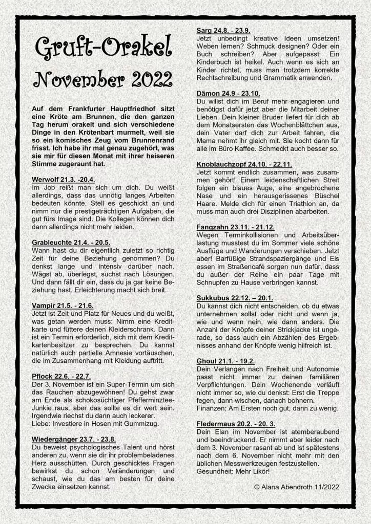 Gruft Orakel November 2022