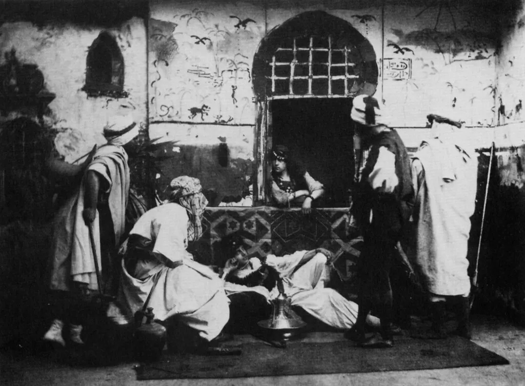 Theaterbühne mit Schauspielern 1881