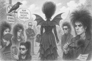 Ein Grufti wandert durch eine Menschenmenge